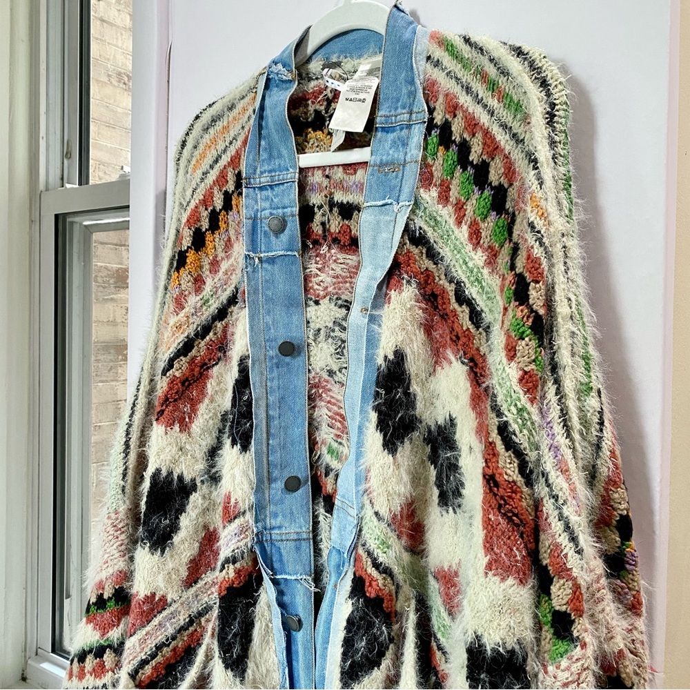 NWT Free People Running Wild Poncho Jacket Sweater Knit Cardi Oversized - Picture 6 of 17